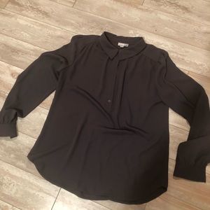 14th & Union charcoal grey long sleeve blouse M